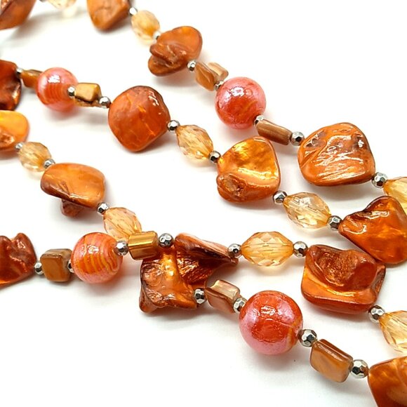 Baltic Amber Double Strand Necklace with Glass, Acrylic Beads, Silver Spacers - Picture 3 of 10